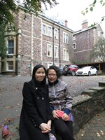 Ms. Mun-yu Tang (left) and Ms. Di Qi, one of Prof. David Gordon’s students, outside the School of Policy Studies at the University of Bristol.